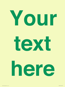 Custom blank information sign. Green text, plain background